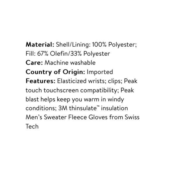 Swiss Tech Sweater Fleece 3M Thinsulate Gloves - Picture 6 of 10